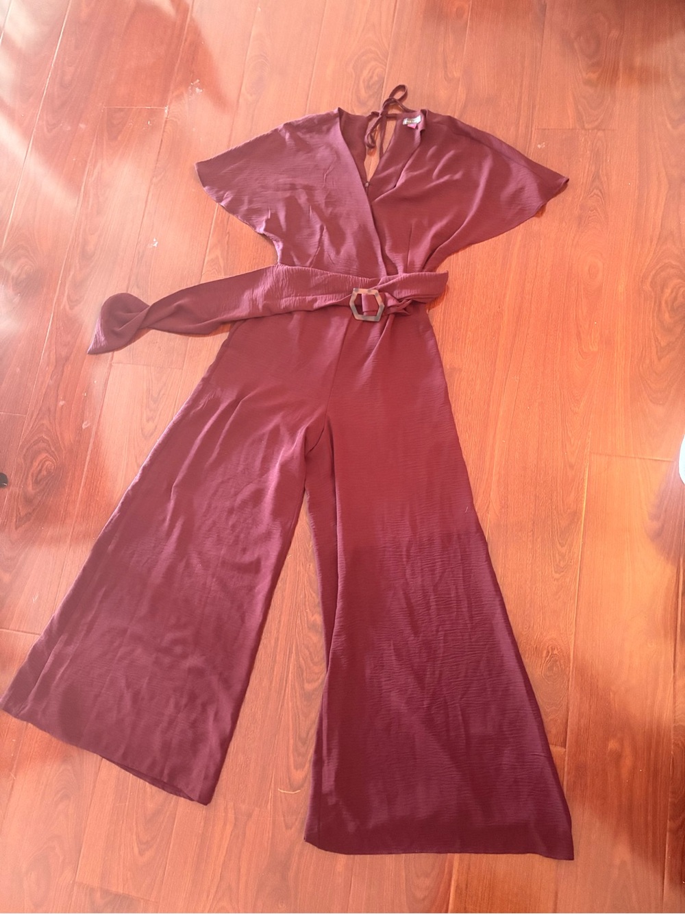 Vince Camuto Plum Wide-Leg Belted Jumpsuit
